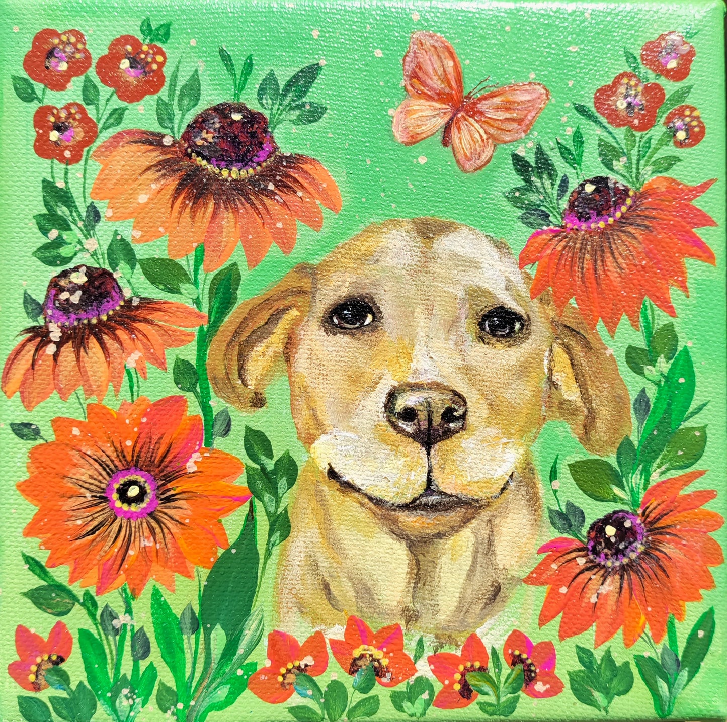 Happy Camper, 6"x6" canvas