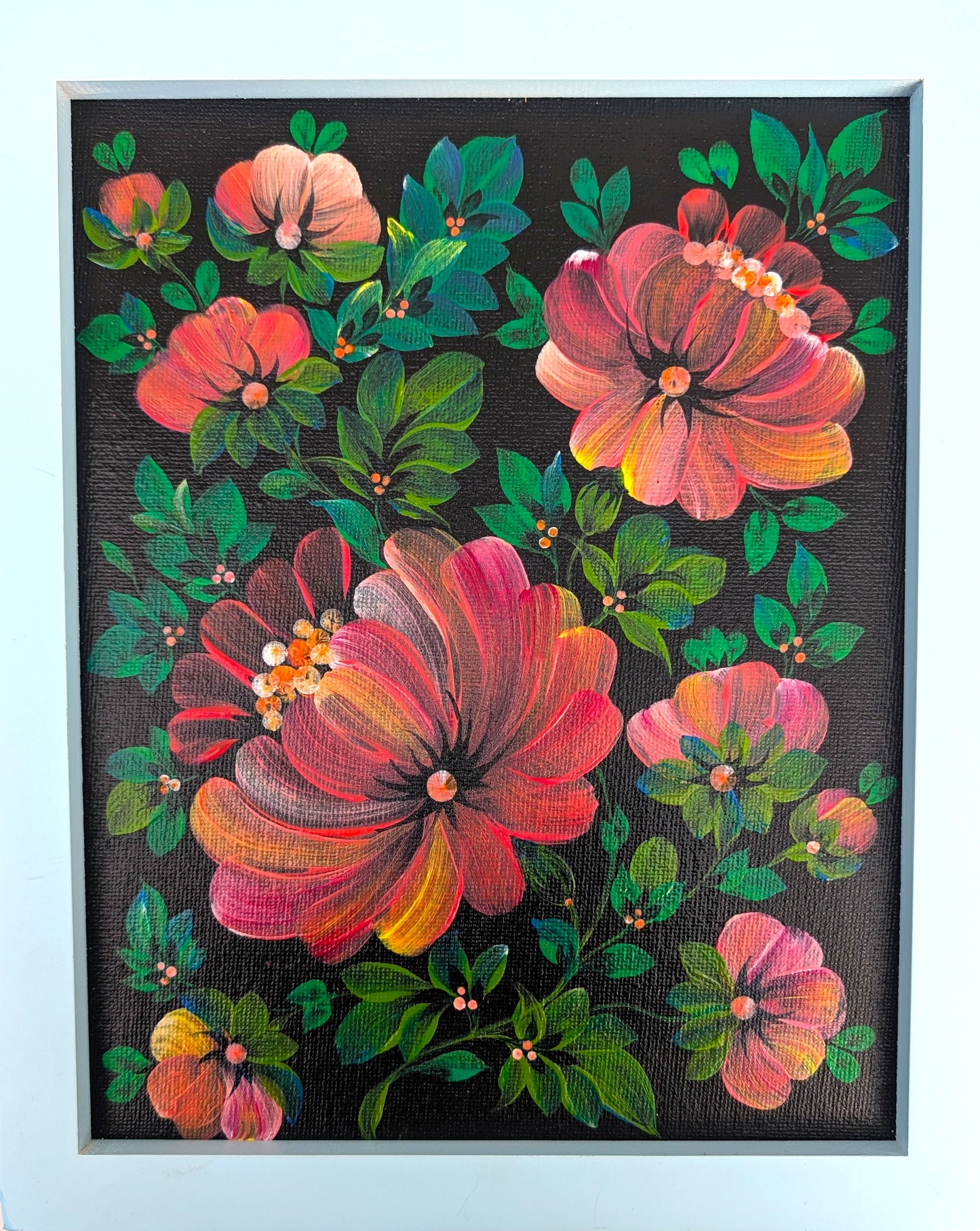 Delicate Bouquet, 8" x 10 ", canvas panel, framed