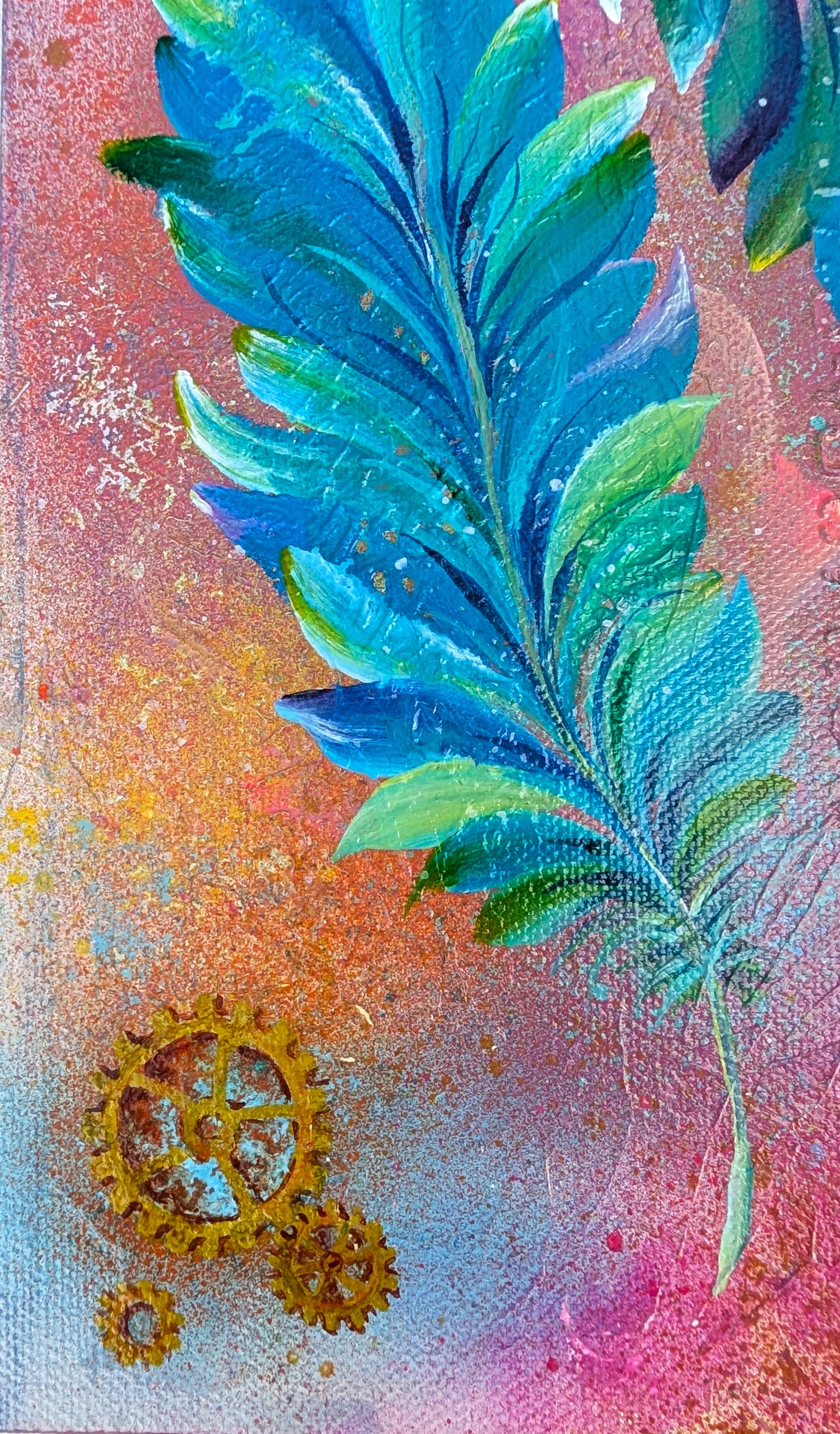 Feathers of time, 6" x 12" x 0.75" Canvas
