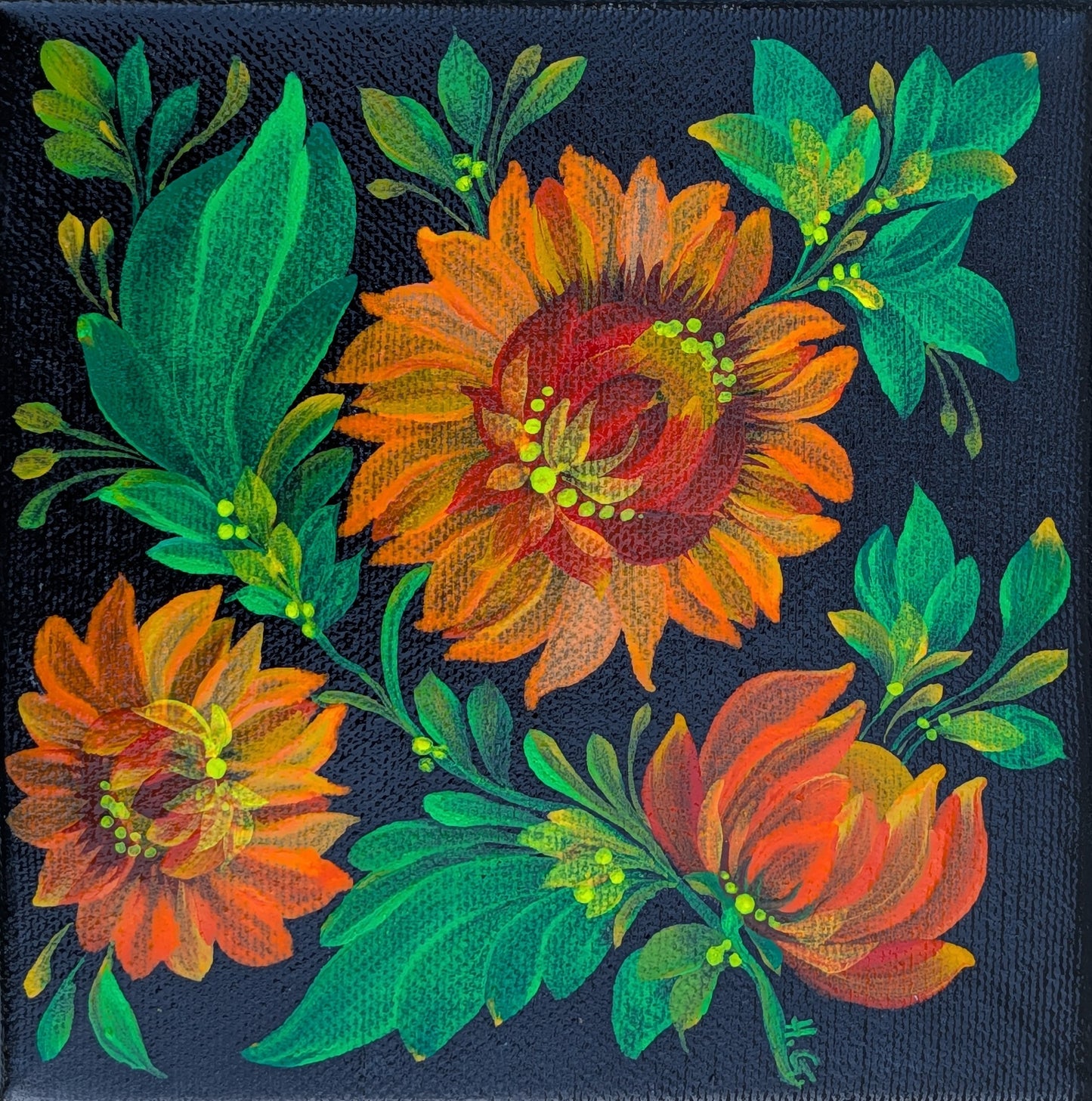 Punch of orange! 6"x6"X.75" canvas