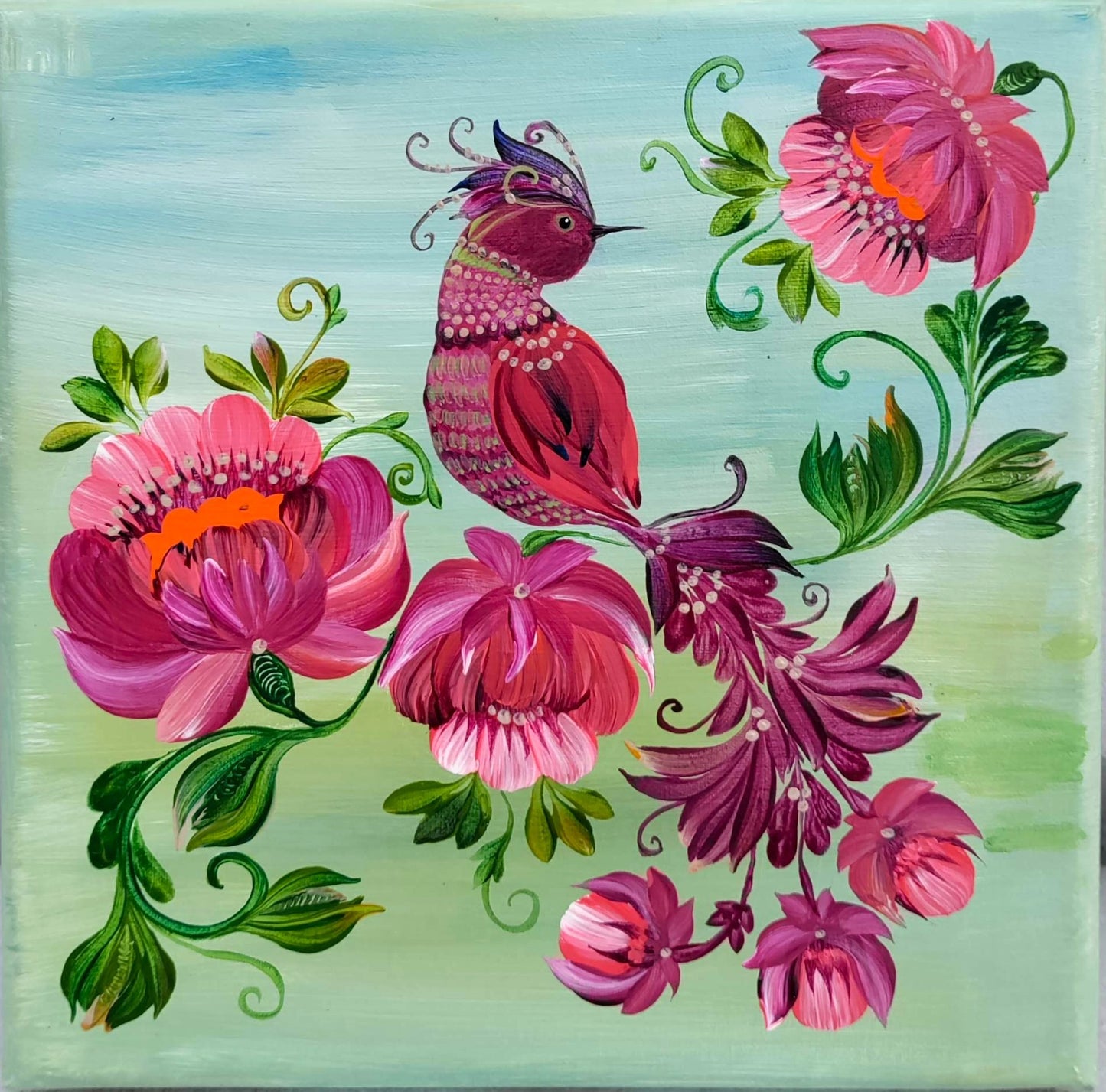 Morning song, 8" x 8 "x 1/2" Canvas