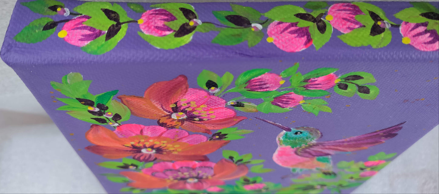 Hummingbird, 6"x6"X.75" canvas