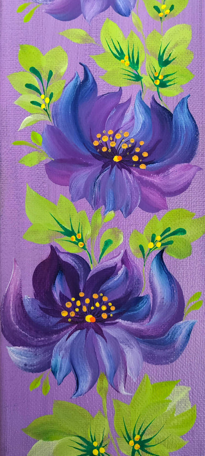 Flowers, you never could have enough , 4" x 12" x 1-1/2" Canvas