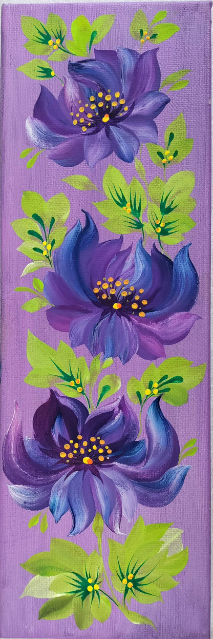 Flowers, you never could have enough , 4" x 12" x 1-1/2" Canvas