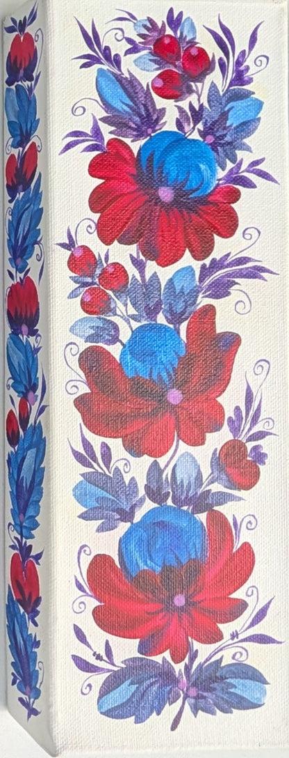 Flowers on snow, 4" x 12" x 1-1/2" Canvas