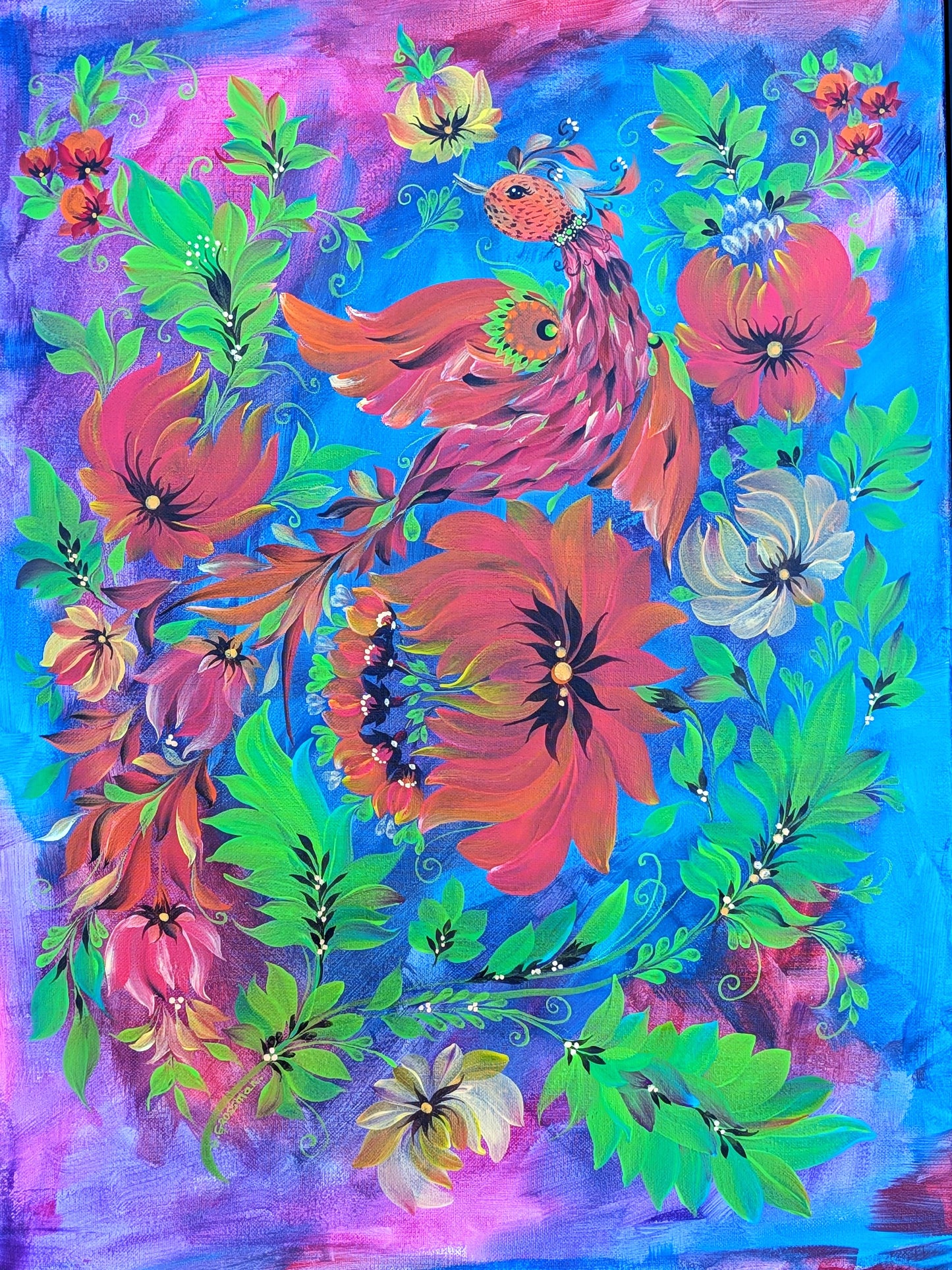 Flowers Vortex, 18" x 24 "x 1/2" Canvas , Framed