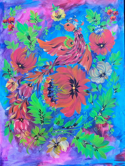 Flowers Vortex, 18" x 24 "x 1/2" Canvas , Framed