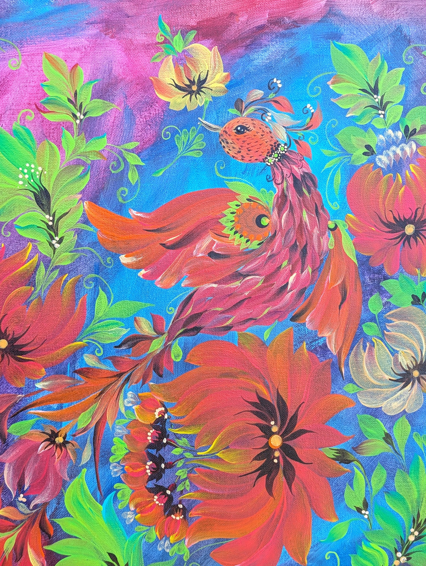Flowers Vortex, 18" x 24 "x 1/2" Canvas , Framed
