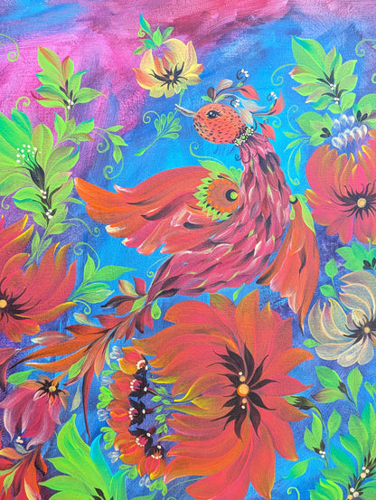 Flowers Vortex, 18" x 24 "x 1/2" Canvas , Framed