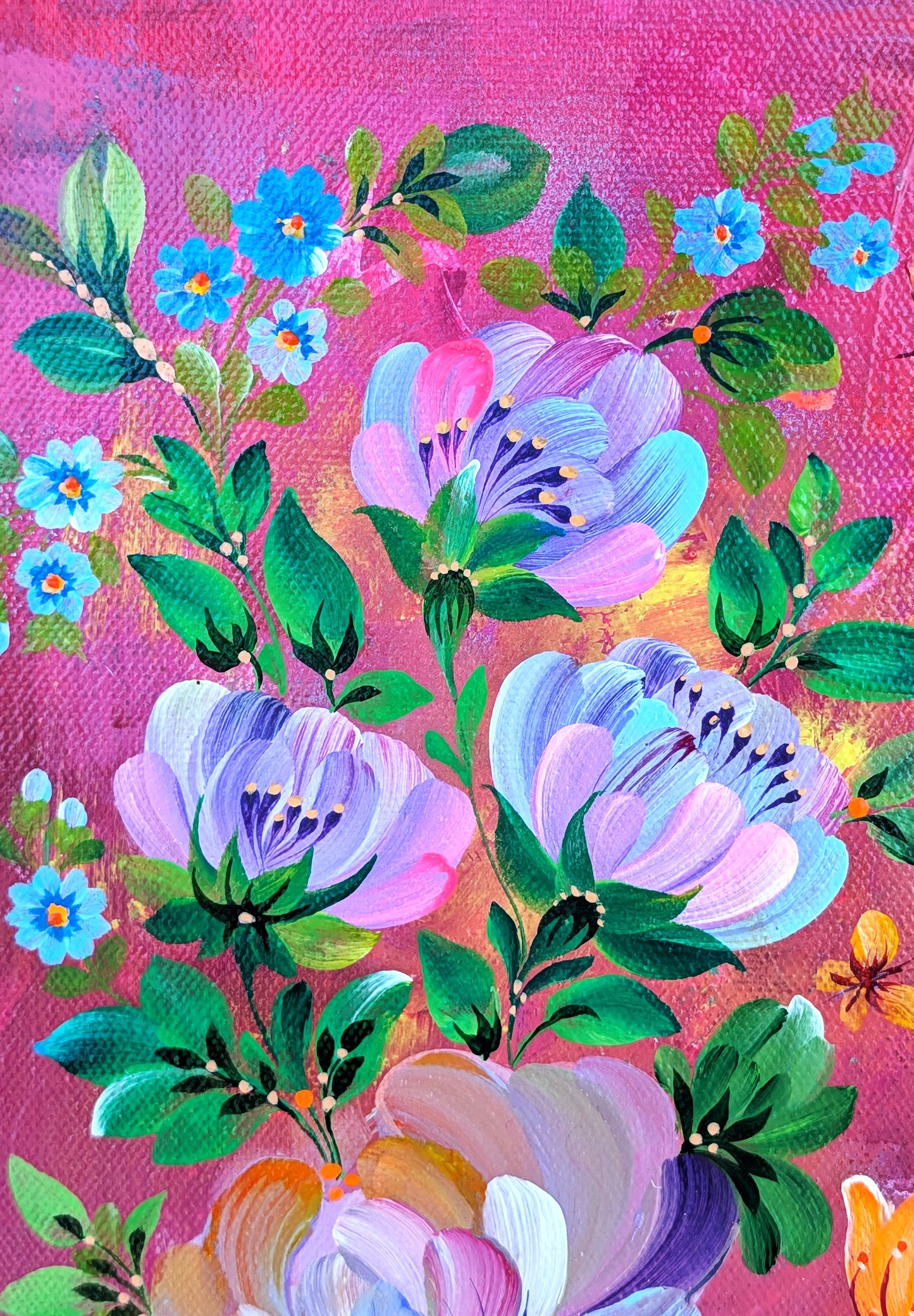 Flowers and butterflies, 14" x 18 "x 1/2" Canvas