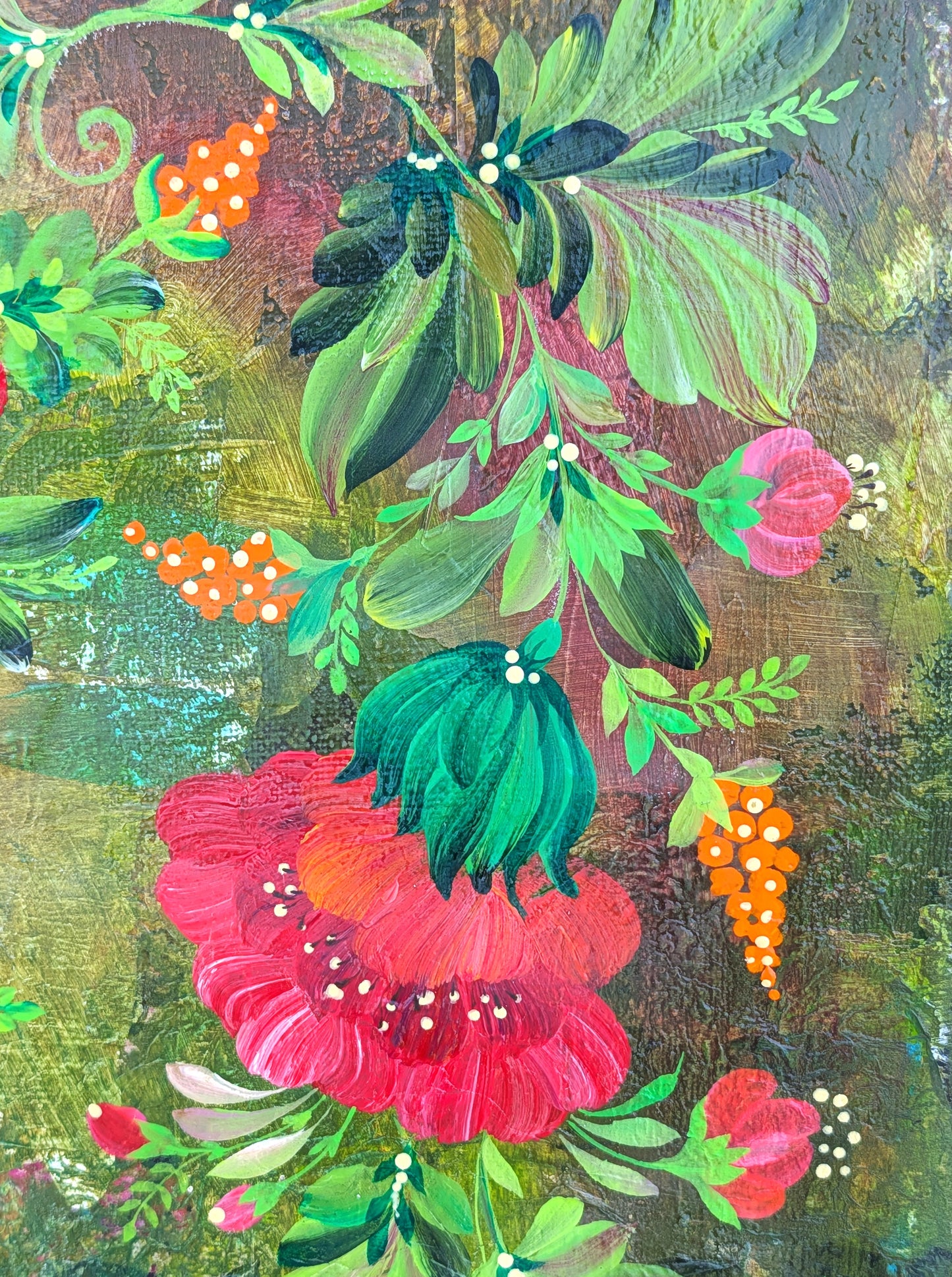 Willpower of flowers, 12" x 24 "x 1/2" Canvas , Framed