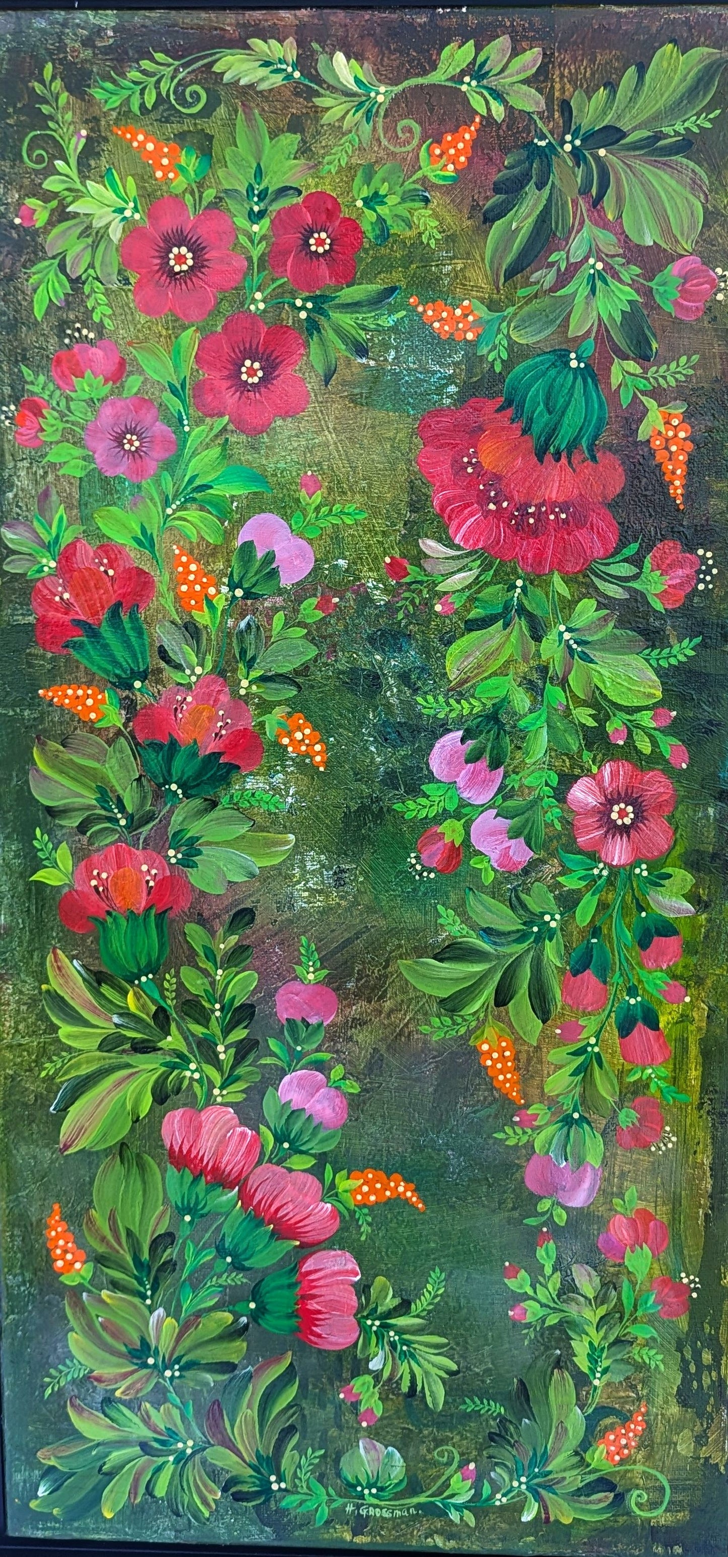 Willpower of flowers, 12" x 24 "x 1/2" Canvas , Framed