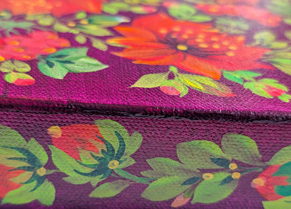 Flowers on magenta background, 8" x 8 "x 1.5",  canvas