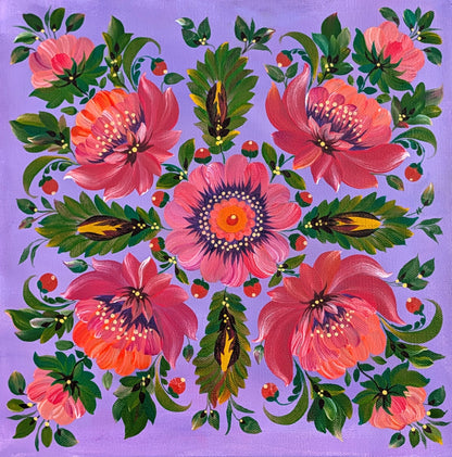 Flower Power Mandala, 12" x 12 "x 1.5" , canvas