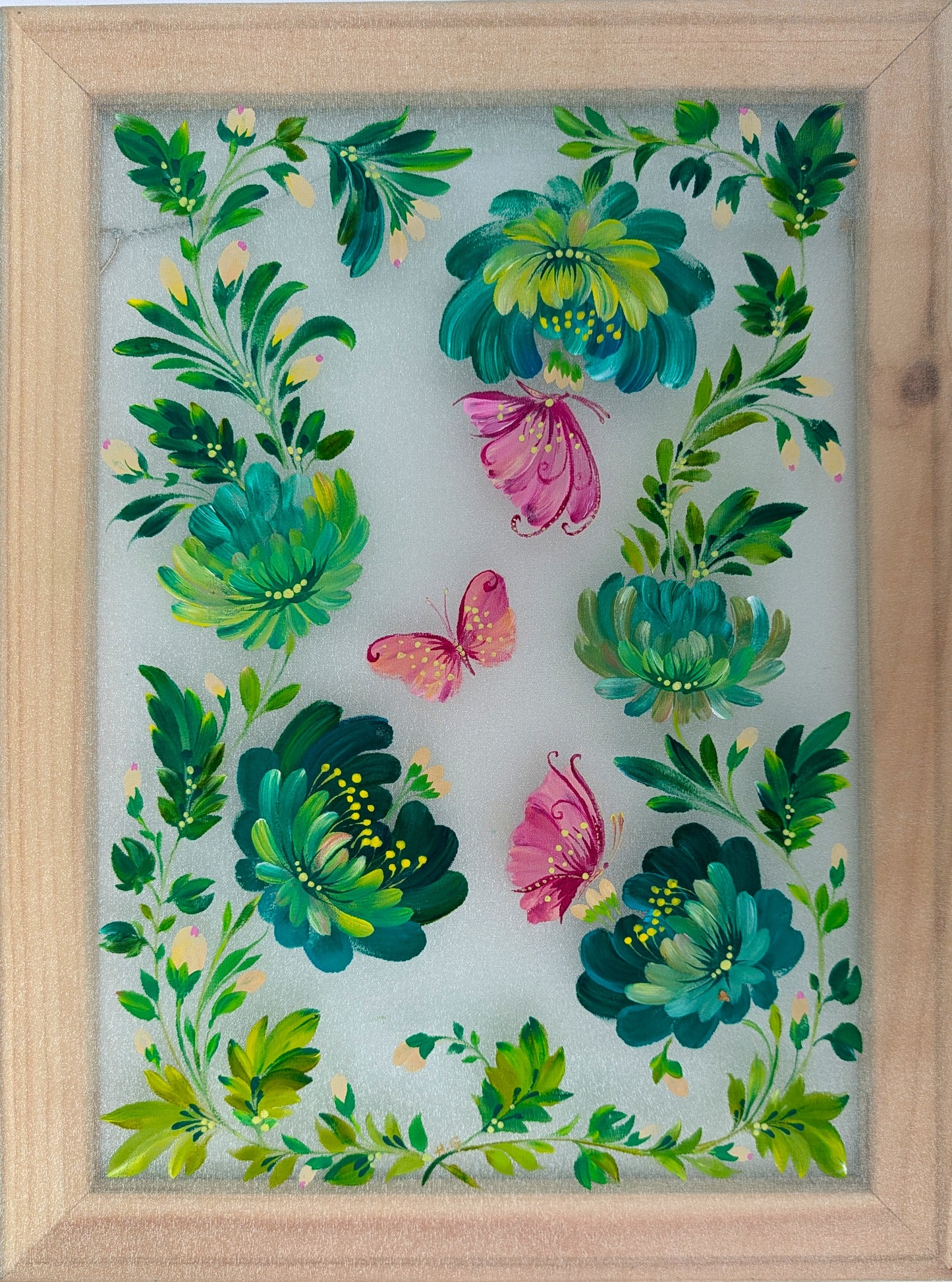 Delicate Flowers, 12" x 16 ", Stretched Organza