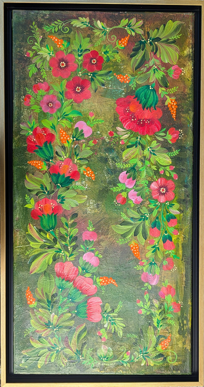 Willpower of flowers, 12" x 24 "x 1/2" Canvas , Framed