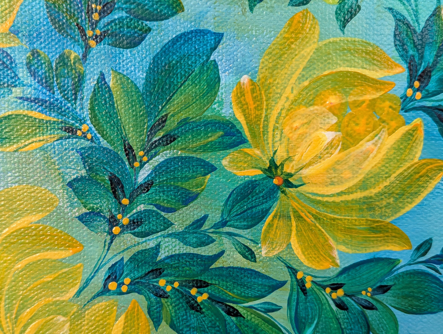 Yellow Flowers, 8" x 10" x 1.5" , canvas