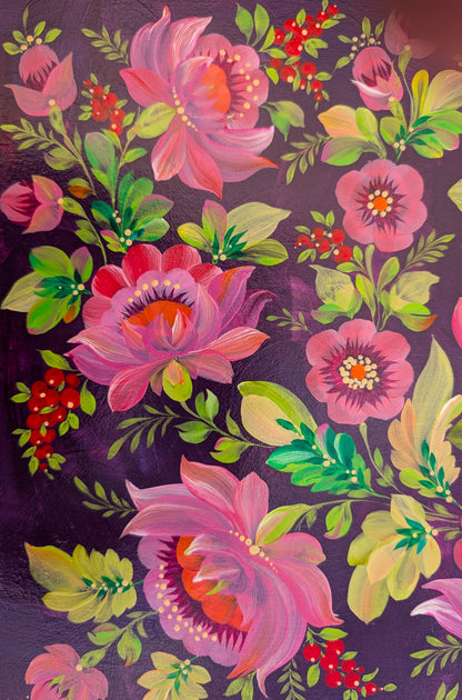 Purple and pink bliss, 12" x 12 "x .75" , wooden cradled panel