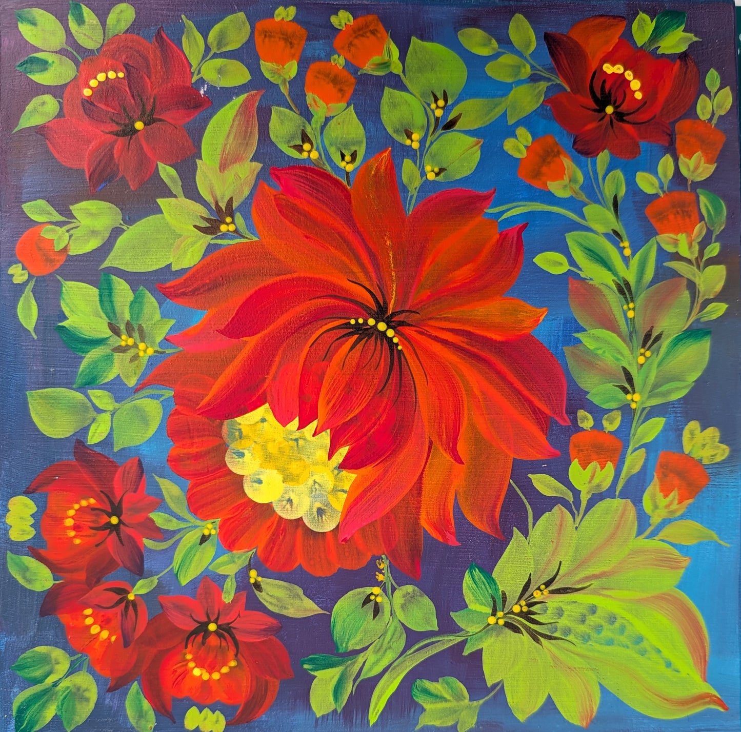 Enjoy the day, 8" x 8 "x 1/2",  wooden cradled panel