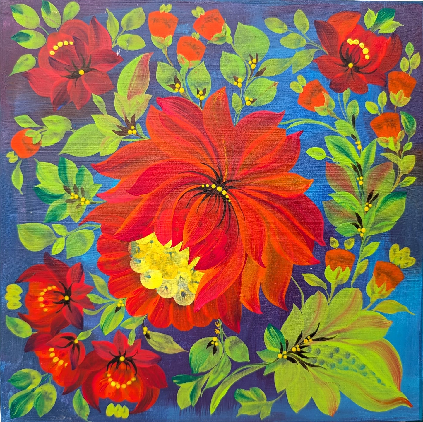 Enjoy the day, 8" x 8 "x 1/2",  wooden cradled panel
