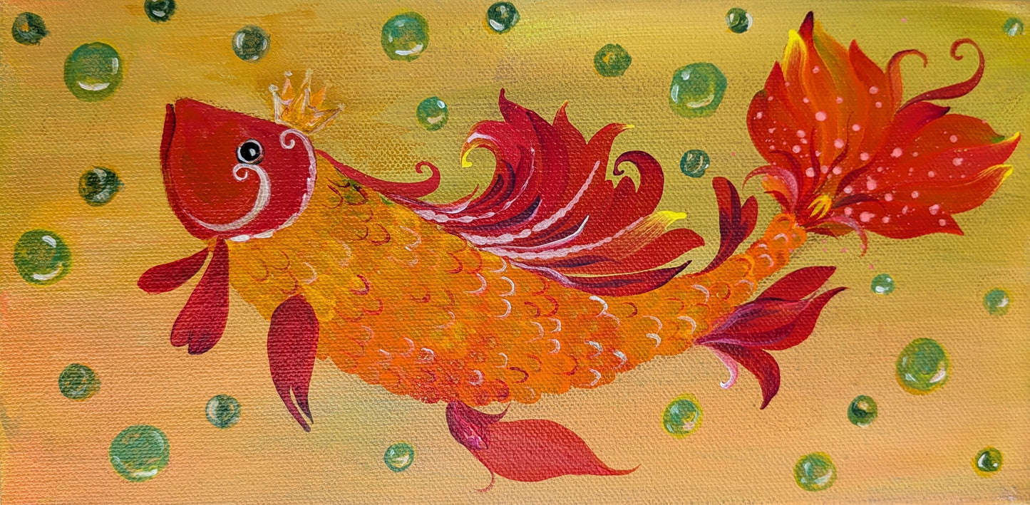 King fish, 6" x 12" x 0.75" Canvas