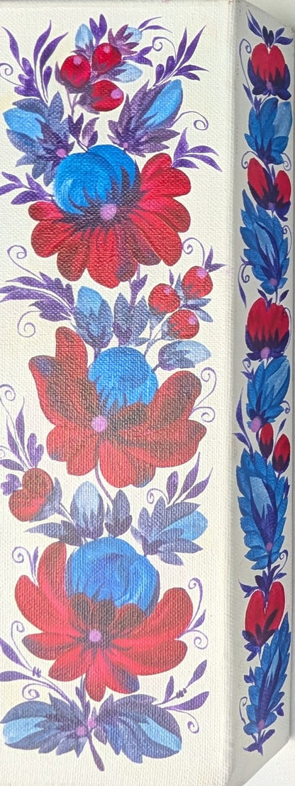 Flowers on snow, 4" x 12" x 1-1/2" Canvas