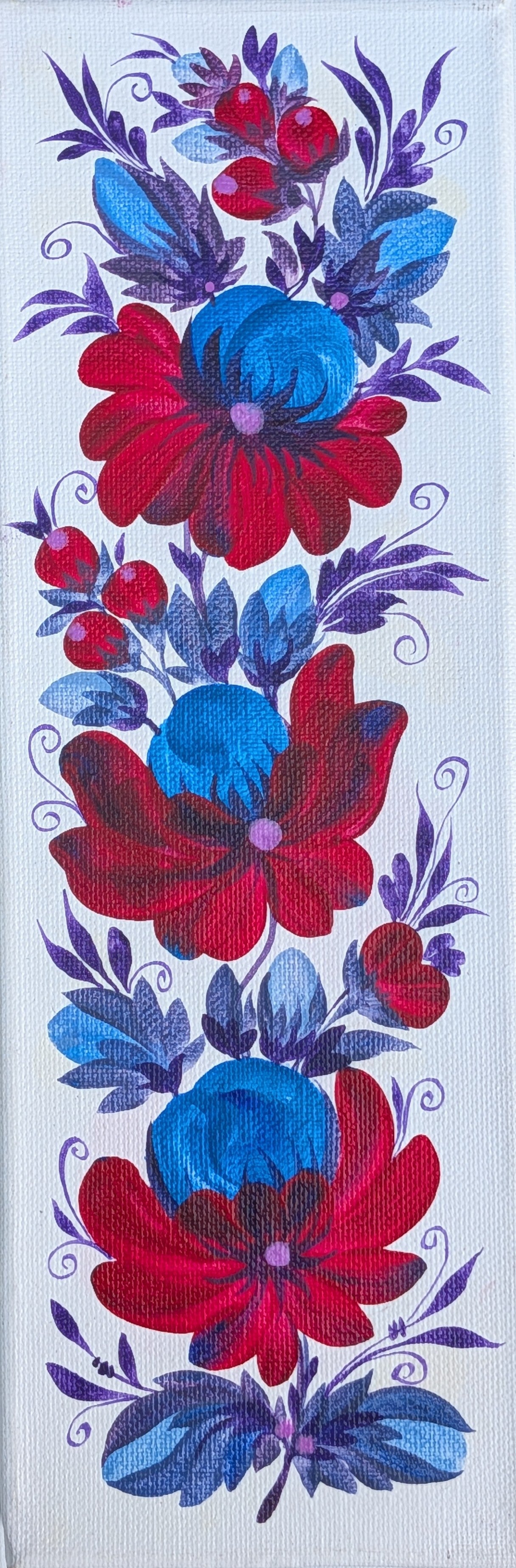 Flowers on snow, 4" x 12" x 1-1/2" Canvas