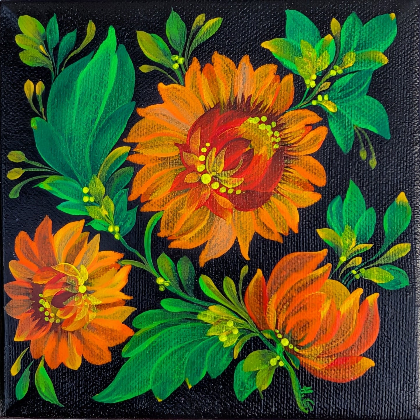 Punch of orange! 6"x6"X.75" canvas