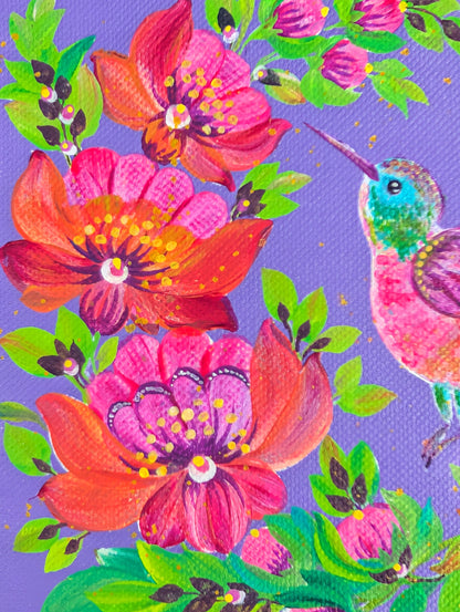 Hummingbird, 6"x6"X.75" canvas