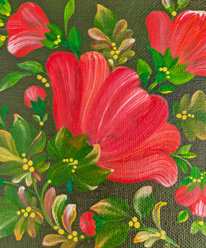 Red Bell, 6"x6"X.75" canvas