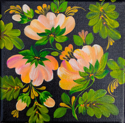 Peachy day!  6"x6"X.75" canvas