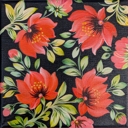 Red with the touch of pink, 6"x6"X.75" canvas