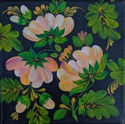 Peachy day!  6"x6"X.75" canvas