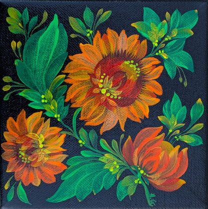 Punch of orange! 6"x6"X.75" canvas