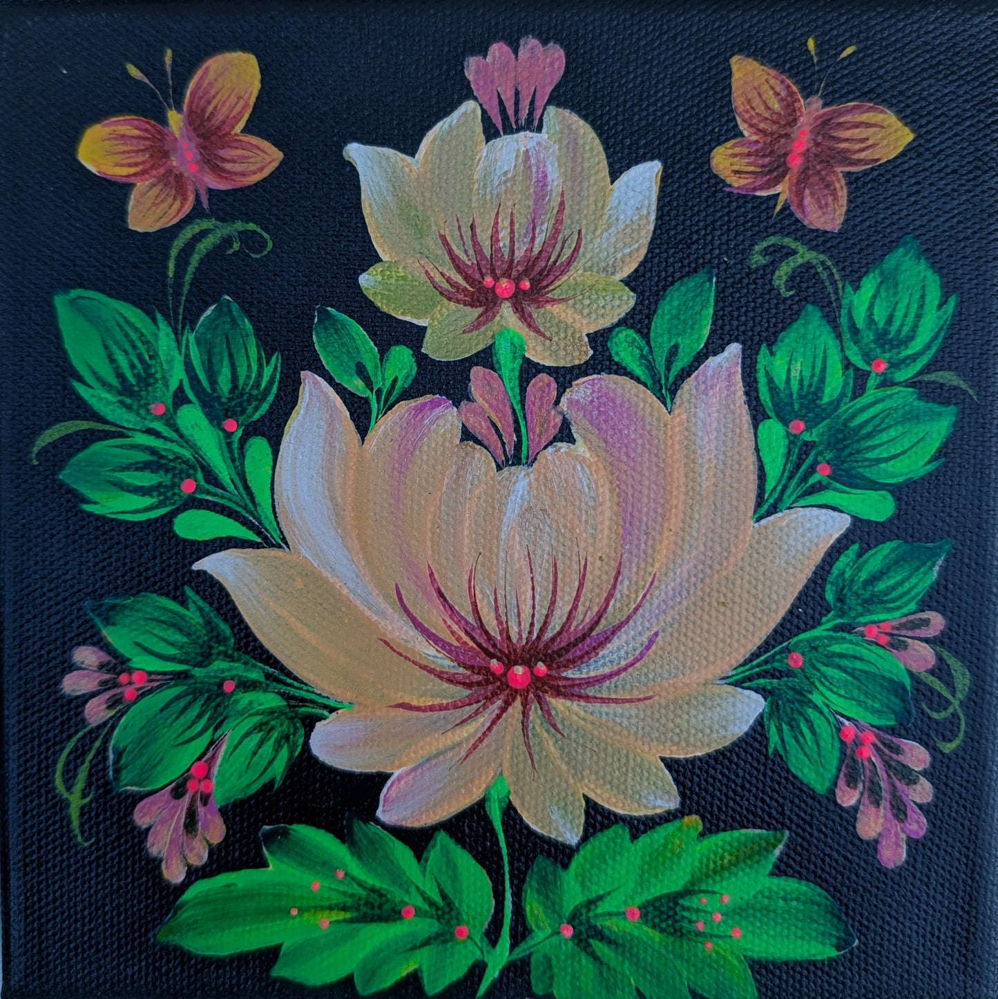 Morning butterflies! 6"x6"X.75" canvas